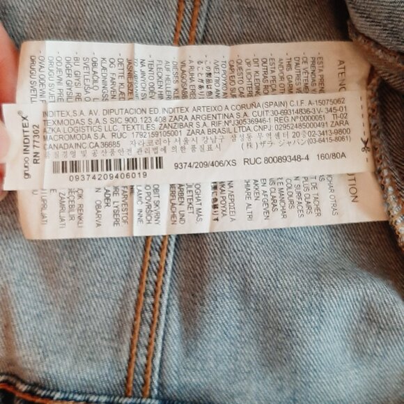 ZARA Distressed Button-up Light Blue Wash Cotton Jean Jacket - Size XS - Picture 11 of 11